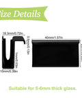 Glass Finger Edge Pull Set Four Pieces Non Magnetic For 5 To 6mm Thick Glass Cabinets size details