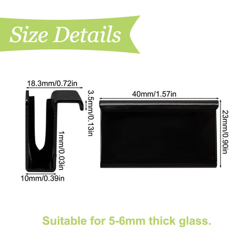 Glass Finger Edge Pull Set Four Pieces Non Magnetic For 5 To 6mm Thick Glass Cabinets size details