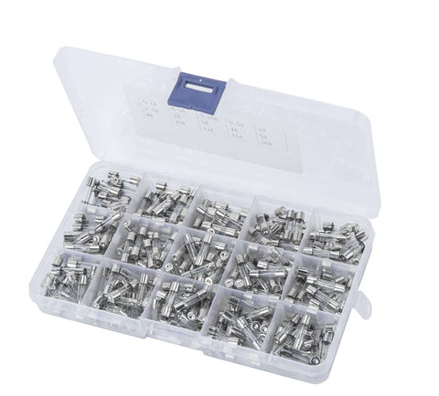 Must-Have Glass Fuse Assortment Pack, 300 Pcs, 5x20mm Fast-Blow Tubes, 250V, Current Ratings From 0.1A To 20A Across 15 Values, Ideal Electronics Repair Kit