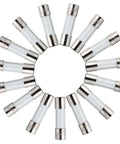 Inline Fuse Holder Kit With 16 AWG Red Wire And 5x20mm Glass Fast Blow Fuses, 150 Piece Assortment Showing Glass Fuses