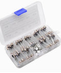 72 Piece Glass Fuse Set 6x30mm Assortment 0.5A to 30A with Holder in Organized Box for DIY Electronics Repair