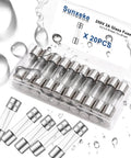 20 Pack Fast Blow Glass Fuses F2AL 250V 2A 5x20mm in transparent case with clear glass construction