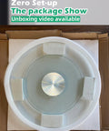 18.9 Inch Glass Turntable Lazy Susan For Dining Table in packaging, foam padding, tempered glass visible, ready for use.