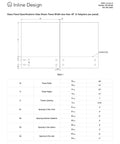 Diagram and specifications for inline glass panel installation setup with adapters, focusing on measurements and layout guidance.