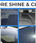 Comparison of glass surfaces before and after using Cerium Oxide Glass Polish Pro, showcasing restored clarity and shine.