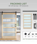 Glass Sliding Barn Door Slab 48 By 84 Inches With Eight Foot Hardware Kit Included Five Panel Frosted Glass Spruce Wood Support