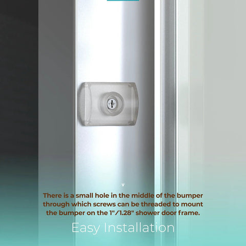 Shower Door Bumpers For Glass Sliding Doors With Screws 2 Pack Wall Jamb Stopper Fits 1 Inch And 1.28 Inch Frames Prevents Violent Door Contact And Collisions In Glass Shower Enclosures installation close-up