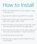 Installation guide for Stainless Steel Glass Standoff Screws Set, twenty pack, Lantee brand hardware for glass signs.