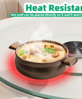 Hot pot on 30.7 Inch Glass Turntable For Dining Table Large Round Serving Plate With Swivel Assist System Silent And Smooth Spin