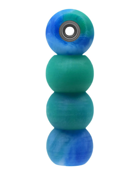 Apex 61D Urethane Fingerboard Wheels Globe Shape Terra Colorway stacked vertically, showing ABEC Nine Stealth Bearings.
