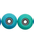 Apex 61D Urethane Fingerboard Wheels Globe Shape Terra Colorway, set of 4, top view, with 8.3mm ABEC-9 bearings, blue and green hues.