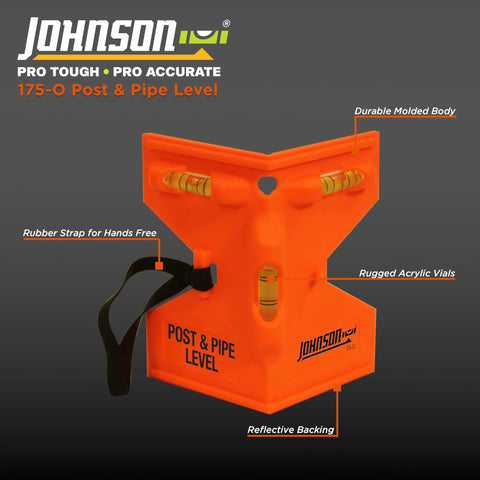 GloOrange Post Level With Hands Free Operation Provides Precise Leveling And Plumb Readings Using A Bright Orange ABS Body And A Secure Rubber Strap Ideal For One Person Setup On Posts Pipes Fences Decks And Rails