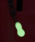 Glow-in-the-dark nylon zipper pull on red backpack, 3 In 1 Nylon Zipper Puller Replacement Pack For Backpacks And Clothing Glow In The Dark Grey Pull Tabs