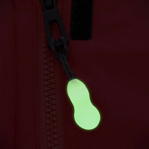 Glow-in-the-dark nylon zipper pull on red backpack, 3 In 1 Nylon Zipper Puller Replacement Pack For Backpacks And Clothing Glow In The Dark Grey Pull Tabs
