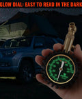 Tire Pressure Gauge 0-75 PSI With Large Glow Dial Calibrated To ANSI B40.1 Grade A Plus Minus 1 Percent For Cars Trucks Motorcycles