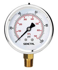 0-100 Psi Glycerin Liquid Filled Low Pressure Gauge, 2.5" Dial Size, 1/4" NPT Lower Mount, Stainless Steel Case