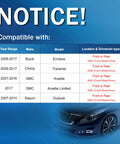 Compatibility chart for Front and Rear Wheel Bearing and Hub Assembly for Chevy Traverse, Buick Enclave, GMC Acadia, Acadia Limited, Saturn Outlook