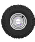 ATV Go Kart Tires and Rims 145x70-6 Iron Wheels 90CC, rubber tire with metal wheel showing 3-hole hub