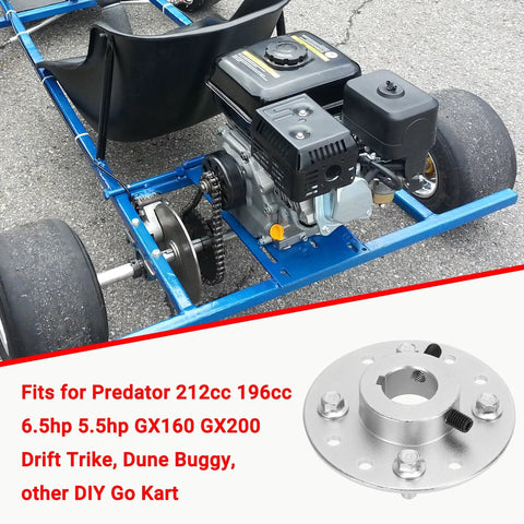 Rear Steel Sprocket Drum Brake Hub With One Inch Bore And One Quarter Inch Keyway Plus Hardware Kit for Predator 212cc Go Kart