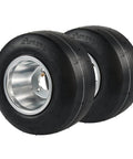 Go Kart Front Wheels 10x4.5-5 with Aluminum Alloy Rims and Rubber Tires 2 Pack 3 Bolt Pattern 1.57in Hub Fit Replacement Set