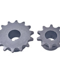 Front view of Go Kart Jackshaft Sprocket Pair 14 Tooth And 10 Tooth For 40 41 420 Chain With Three Quarter Inch Bore And Three Sixteenth Inch Keyway