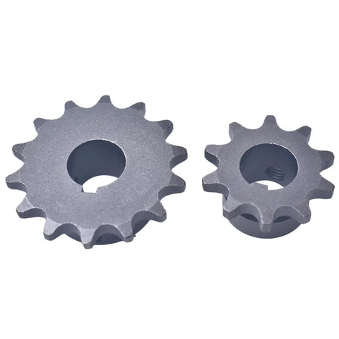 Front view of Go Kart Jackshaft Sprocket Pair 14 Tooth And 10 Tooth For 40 41 420 Chain With Three Quarter Inch Bore And Three Sixteenth Inch Keyway
