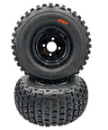 Set of 2-18x9.50-8 Knobby Wheel Assembly for go karts and small ATVs, featuring rubber tire and metal wheel with knobby tread pattern.