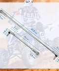 DIY Short And Long Tie Rod Kit With Ends For Go Karts 3/8-24 Replacement Driver Side Short 11 Inches And Passenger Side Long 21 Inches Includes Tie Rod Ends Part Numbers 02064 Or 26000208 displayed with measurements in front of a go-kart.