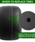 Go Kart Tires and Wheels, Rear Wheel 11"x7.1"-5", 2pcs slick tires showing worn tread with inset highlighting circular grooves.