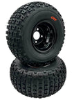Set of 2-18x9.50-8 Knobby Wheel Assembly, black rubber tires with metal wheels, for go karts and small ATVs