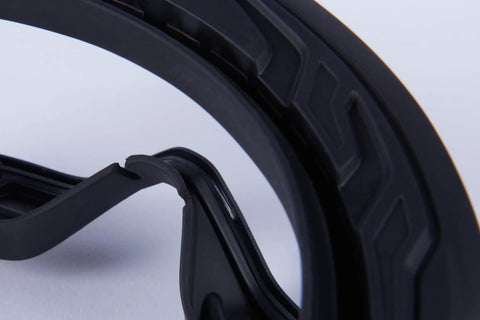 Close-up of TPV shroud on GoggleGear 3000 Series Z87.1 Anti Fog Anti Scratch Safety Goggles, showing durable black material detail