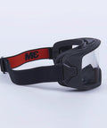 Angled view of GoggleGear 3000 Series Z87.1 Anti Fog Anti Scratch Safety Goggles with TPV shroud and adjustable strap.