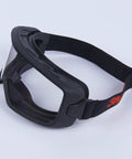 GoggleGear 3000 Series Z87.1 Anti Fog Anti Scratch Safety Goggles with TPV Shroud, angled view showing strap and lens.