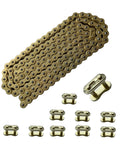 Gold 420 Motorcycle Chain 132 Link Standard Roller Chain With 10 Master Links for 100cc-125cc Dirt Bike ATV