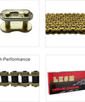 Gold 420 Motorcycle Chain 132 Link Standard Roller with 10 Master Links for 100cc 110cc 125cc Dirt Bikes and ATVs