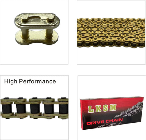 Gold 420 Motorcycle Chain 132 Link Standard Roller with 10 Master Links for 100cc 110cc 125cc Dirt Bikes and ATVs