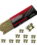 Gold 420 Motorcycle Chain 132 Link Standard Roller Chain With 10 Master Links For 100cc 110cc 125cc Dirt Pit Bike ATV Quad Go Kart