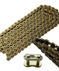 Gold 420 Motorcycle Chain 132 Link Standard Roller Chain With 10 Master Links For 100cc 110cc 125cc Dirt Pit Bike ATV Quad Go Kart Mini Bike Scooter Built From High Tensile Steel For Tough As Nails Durability And Corrosion Resistance