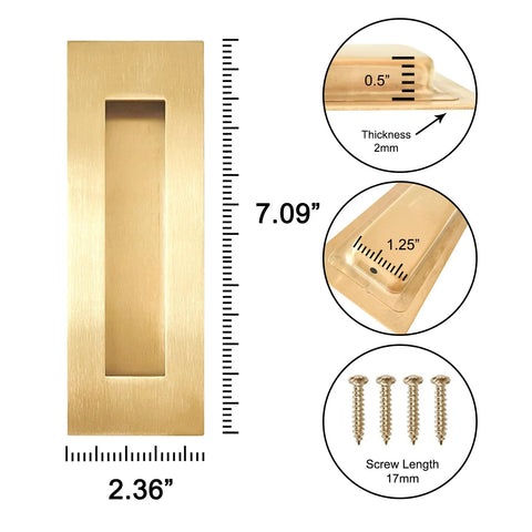 Recessed Finger Flush Pulls For Pocket Doors And Sliding Barn Doors Stainless Steel Rectangular Door Pulls In Gold Finish 7 Inch 4 Pack