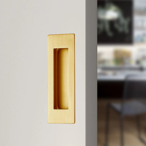 Recessed Finger Flush Pulls For Pocket Doors And Sliding Barn Doors Stainless Steel Rectangular Door Pulls In Gold Finish 7 Inch