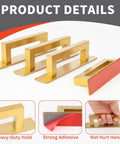 Gold Finish 4 Pack Self Adhesive Cabinet Door Handles No Drill Hardware For Cabinets Closets And Glass Shower Doors Compact Size