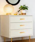Gold Finish 4 Pack Self Adhesive Cabinet Door Handles No Drill Hardware For Cabinets installed on a white dresser