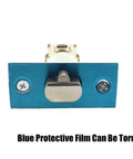 Front view of 60/70mm Gold Coloured Adjustable Cam Latch Tubular Mortise Lock for Lever Door Handles with protective film