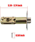 60/70mm Gold Coloured Adjustable Cam Latch Tubular Mortise Lock with dimensions, for Lever Door Handles and Internal Doors.
