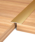 T Molding Floor Transition Strip, Aluminum Laminate Flat Divider for Joining Gaps, Threshold, Tiles, Gold, 4ft x 1.6in installed view