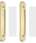 Two Pack Self Stick Oval Sliding Door Pulls In Gold Aluminum Alloy 5.83 Inch Long Cupboard Handles