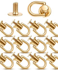 Rotatable Ball Post Head Buttons Set of 12 Pieces With D Ring Metal Rings for Wallet Straps Shoes Purses and Leather Craft Accessories