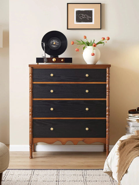 Dresser with One Inch Gold Ball Cabinet Knobs Set Crafted From Solid Brass With Hand Brushed Finish, showing installed premium hardware