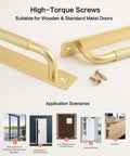 Close-up of 2 Pack Gold 7 Inch Barn Door Handles For Sliding Closet Doors With Backplates And Drawer Pulls, screws shown