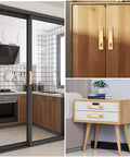 Gold Aluminium Alloy Sliding Barn Door Handle Set With 2 Pulls And 4 Screws 5.8 Inch Length installed on doors and furniture